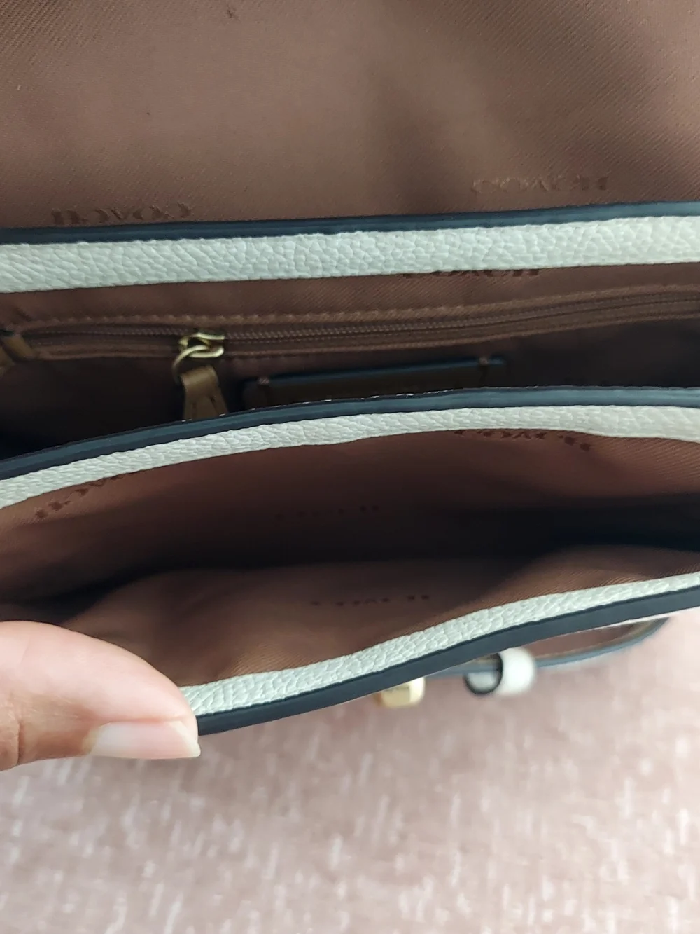Coach Pebbled Chalk Leather Crossbody with Gold Hardware